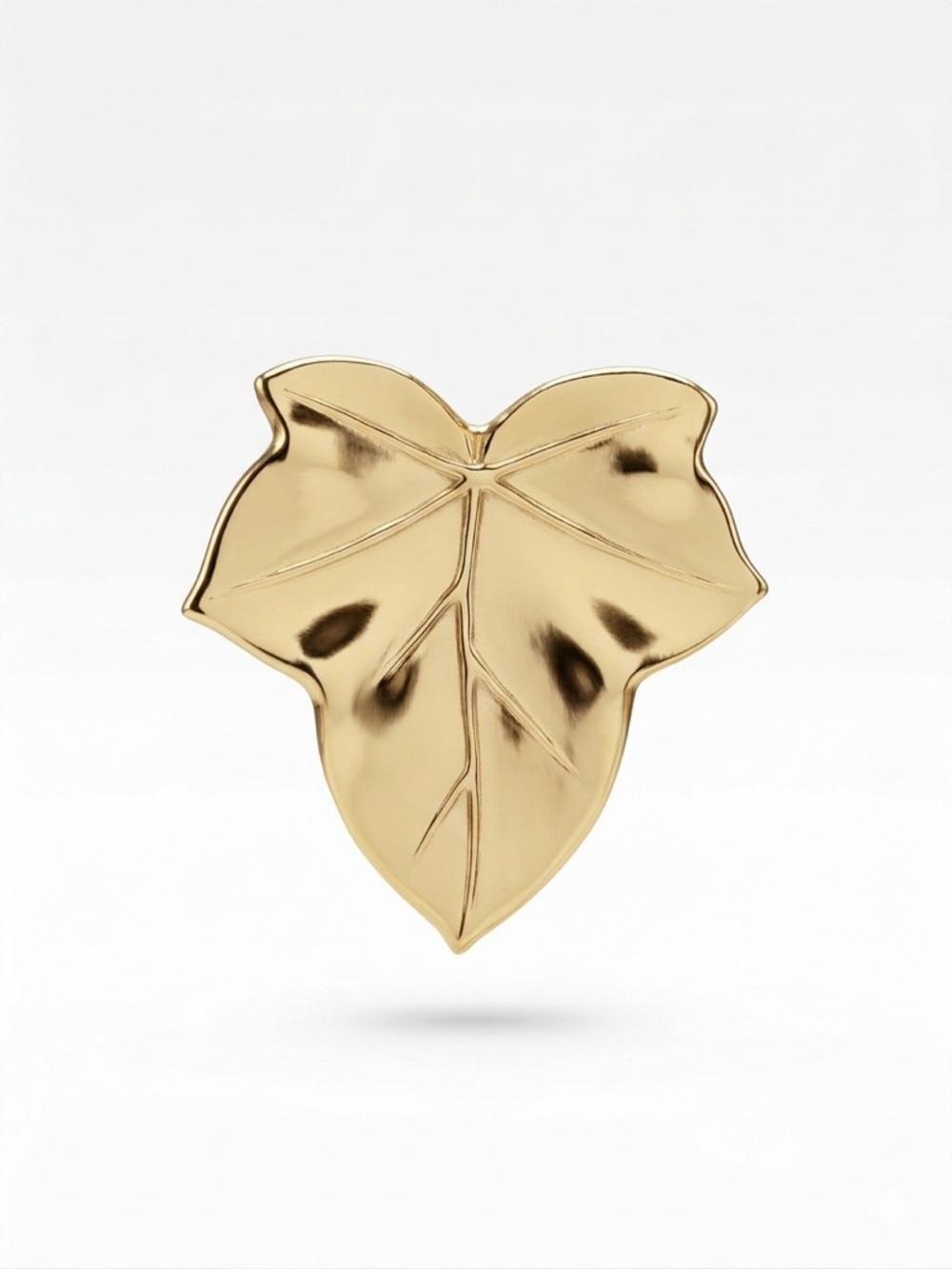 Vintage Polished Gold Leaf Brooch | Elegant Botanical Ivy Pin | Minimalist Gold